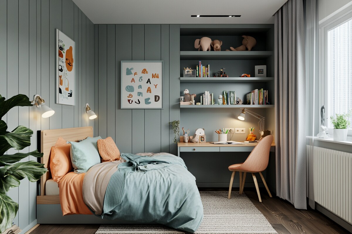 Teen Study & Bedroom with Pastel Magnetic Chalkboard Wall #44